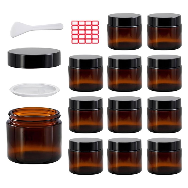 Amber Jar Candle - FAST-Airtight Amber Glass Jars 12Pcs 2