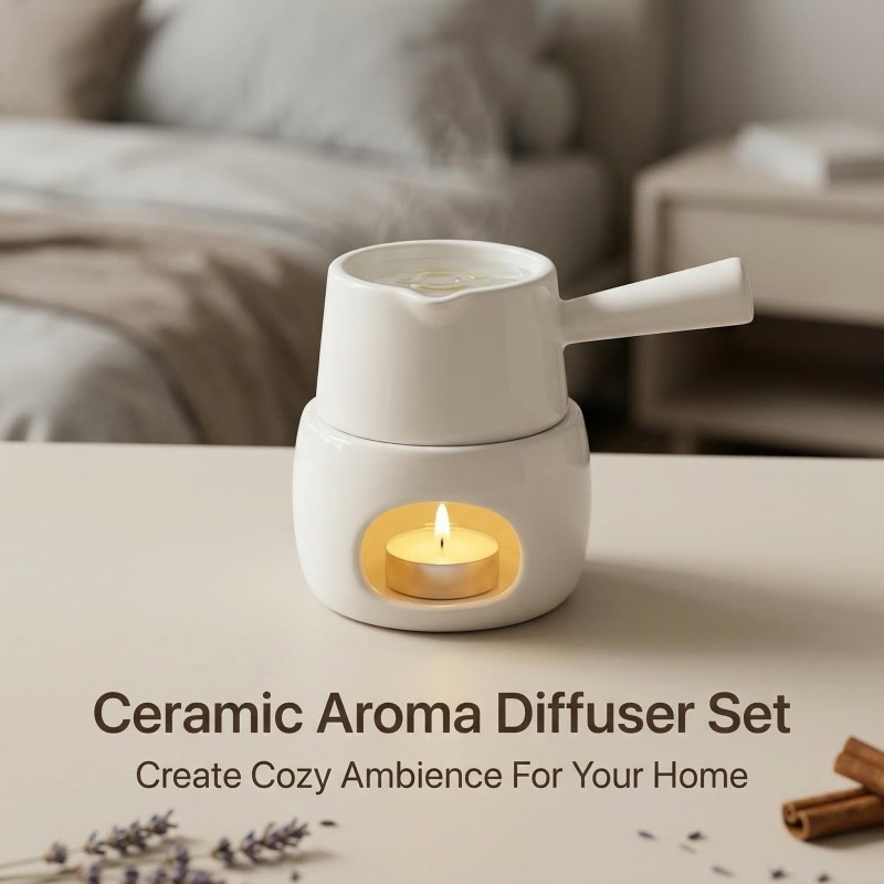 Home Fragrance Set Gift - Handle Ceramic Aroma Wax Melt Burner