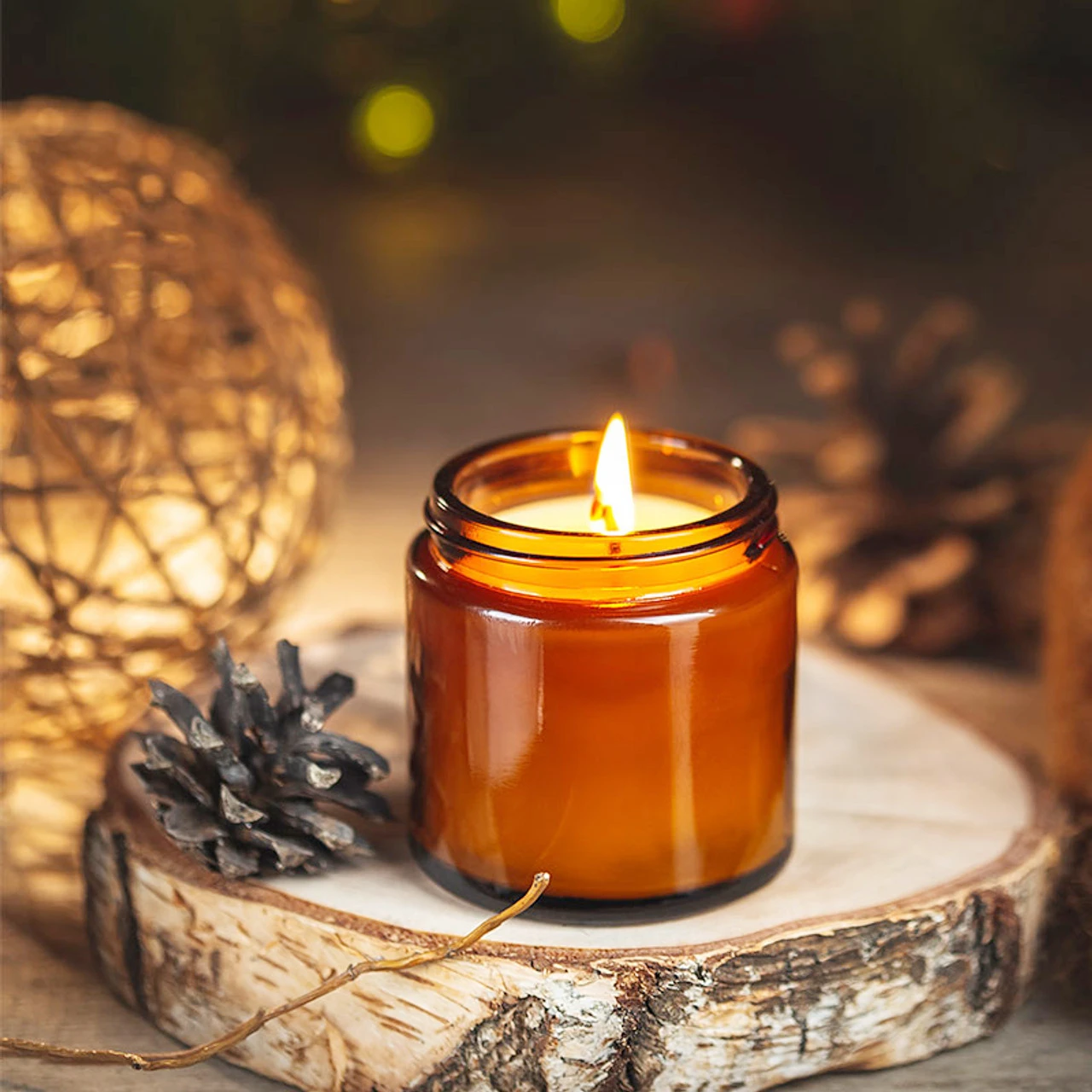 Glass Candle Jars, 4oz Amber R - Amber Jar Candle ulasan dan harga