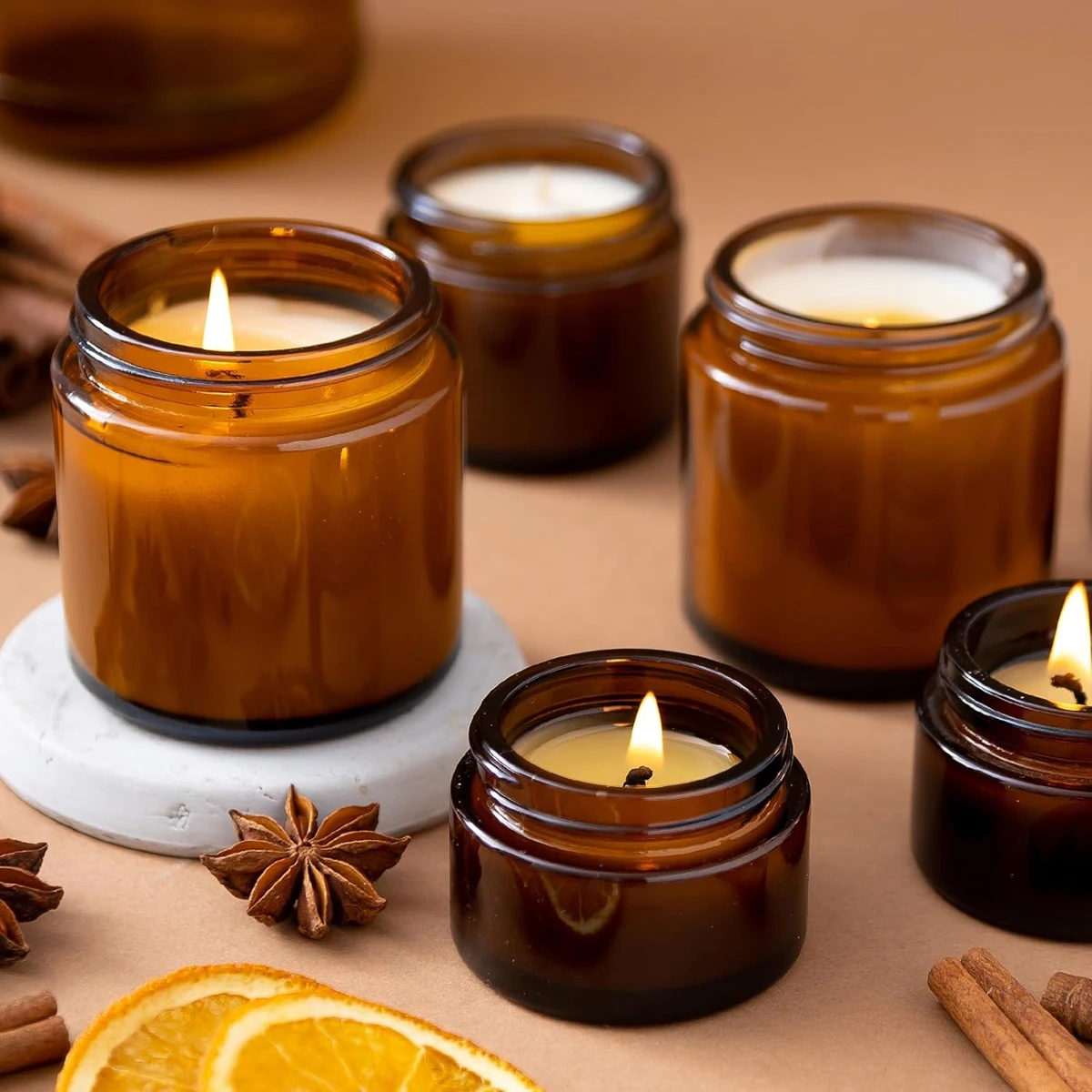 Glass Candle Jars, 4oz Amber R - Amber Jar Candle ulasan dan harga