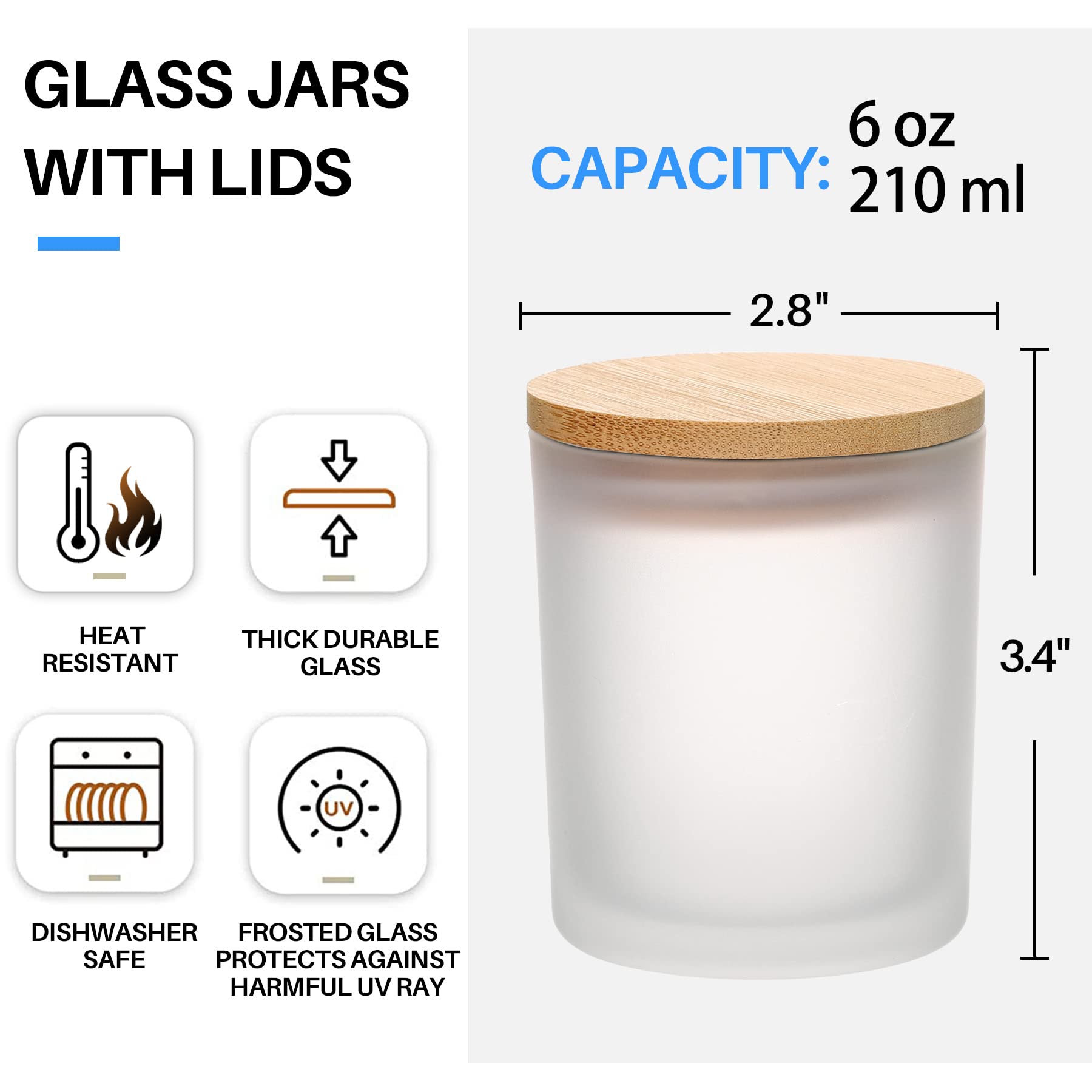 6-Pack 6OZ Frosted Amber Glass - Amber Jar Candle ulasan dan harga